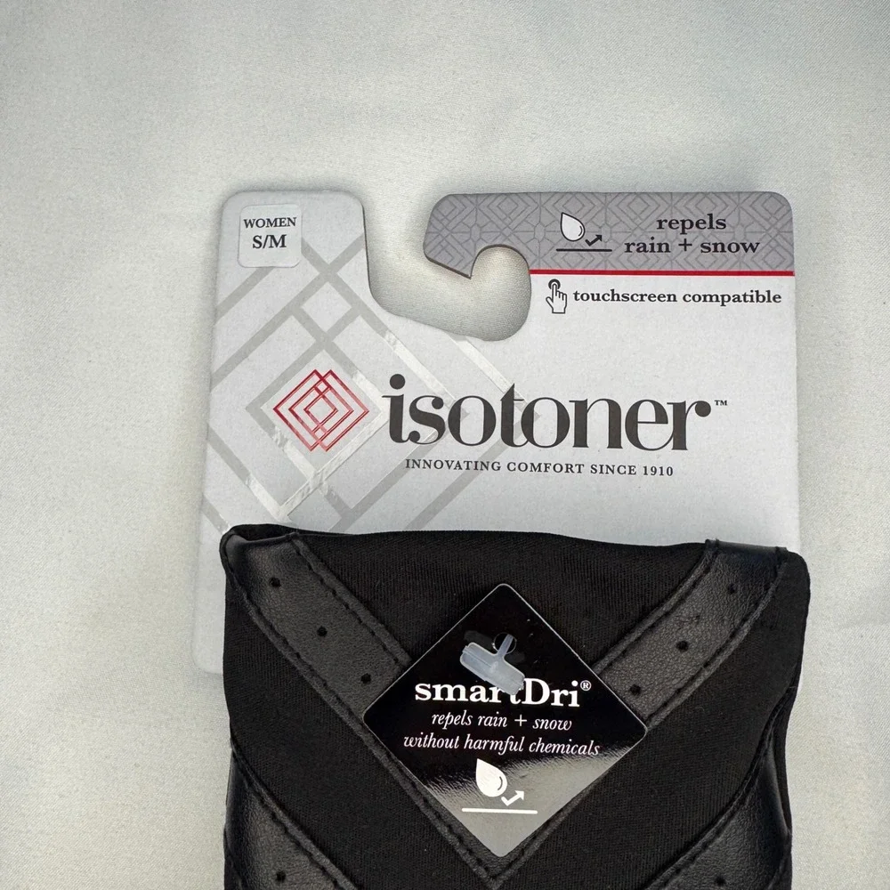 Isotoner smartDri smartTouch Gloves Black Chevron Trim Women's S/M‎ - Picture 2 of 4